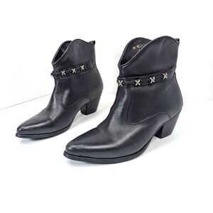 DINGO Made in Brazil Black Leather Studded Ankle Boots Sz 8.5